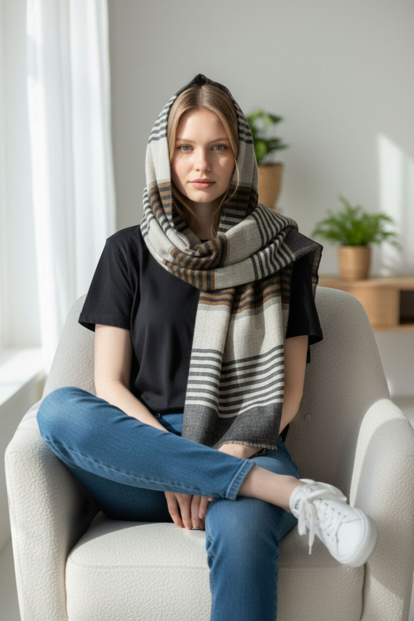 Dark Brown Wool Scaf